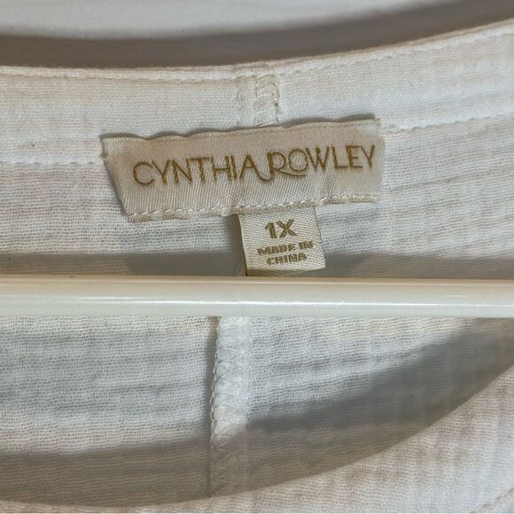 Cynthia Rowley Women's Boho White Cotton Top Size 1X Fringe Detailing Casual - Picture 6 of 9